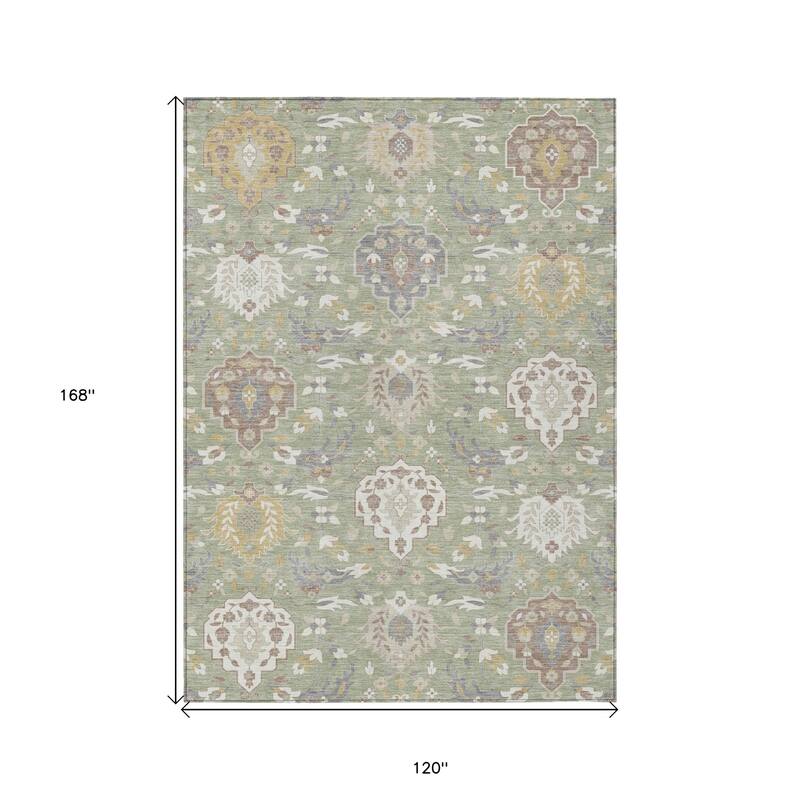 HomeRoots Damask Traditional Rectangle Outdoor Rug