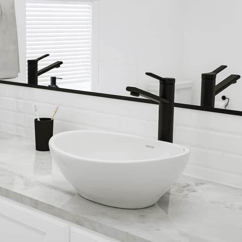 Karran Valera 16" Vitreous China Vessel Bathroom Sink in White