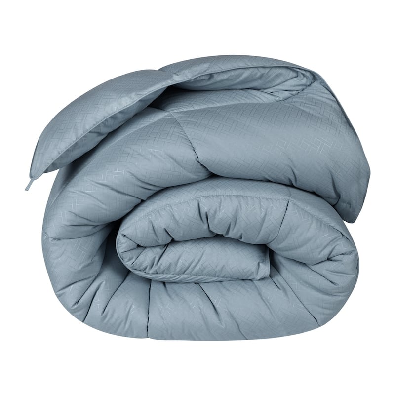 Superior Monochrome Basketweave Microfiber Down Alternative Comforter - King - Smoke Blue
