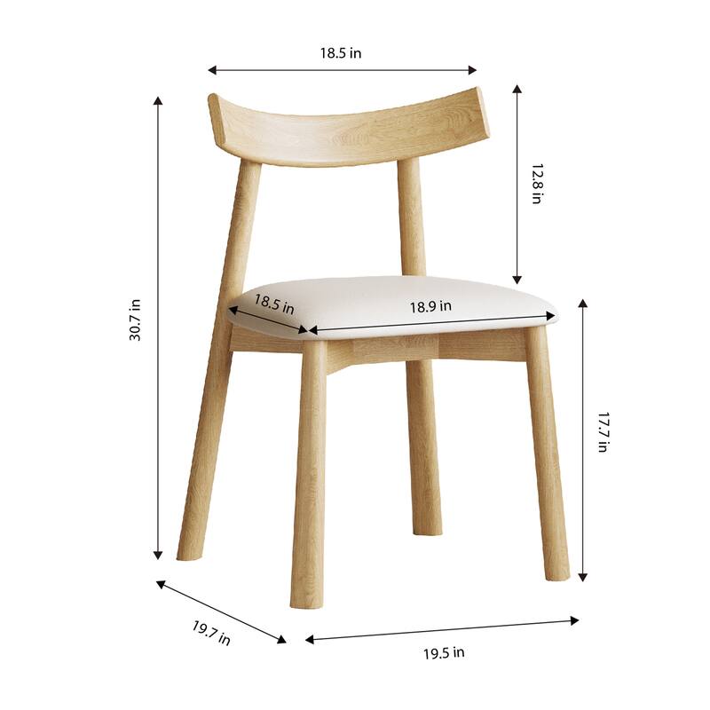Minimalist Upholstered Dining Chair Set of 2 Wooden Dining Room Chairs Accent Chair with Faux Leather Seat and Open Backrest