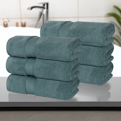 Superior Zero Twist Cotton Solid Soft Absorbent Hand Towel Set of 6