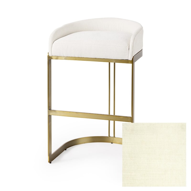 Hollyfield II Cream Fabric Seat W/ Gold Metal Base Counter Stool - Bar Height