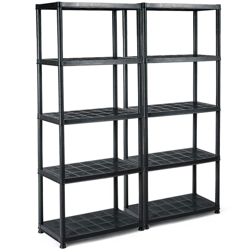 Gymax 2 PCS 5-Tier Ventilated Shelving Storage Rack Free Standing - Black