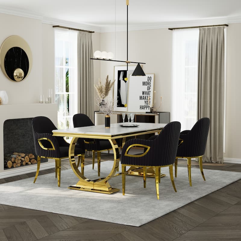 Dining Table Set with Arm Dining Chairs