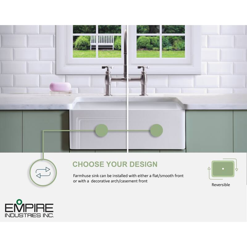 Olde London Fireclay 24" Reversible Farmhouse Kitchen Sink Set