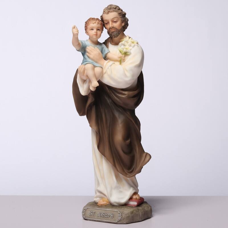 6.3 inches Height Polyresin Saint Joseph Holding Baby Jesus Multicolor Finish Figurine