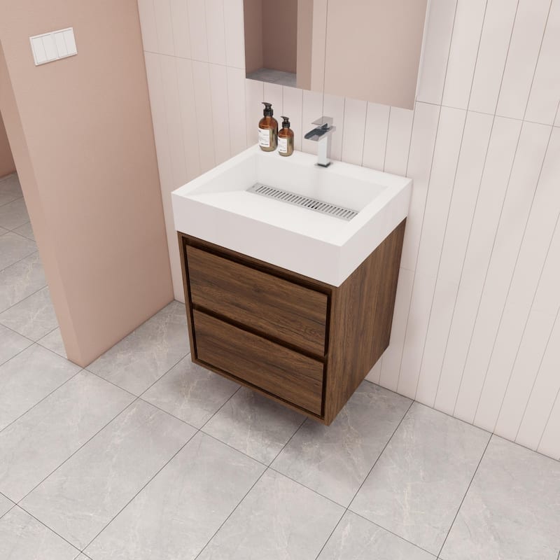Victoria 24" Wall Mounted Modern Vanity with Acrylic Sink