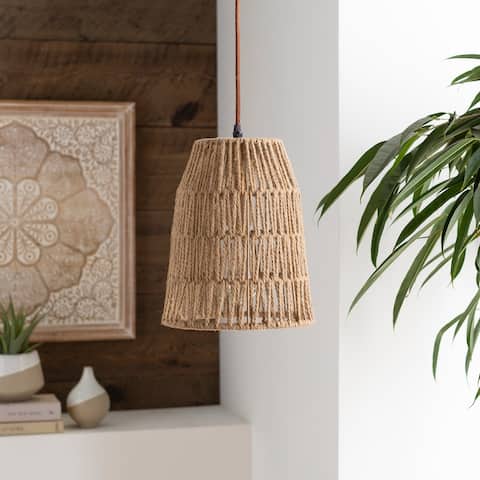 Artistic Weavers Minna Bohemian Rattan Cage 1-light Pendant - 9.5" x 8.5" x 8.5"