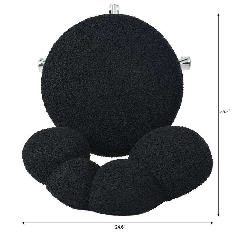 Modern Style Teddy Fabric Home Office Chair with Adjustable Height and 360°Swivel
