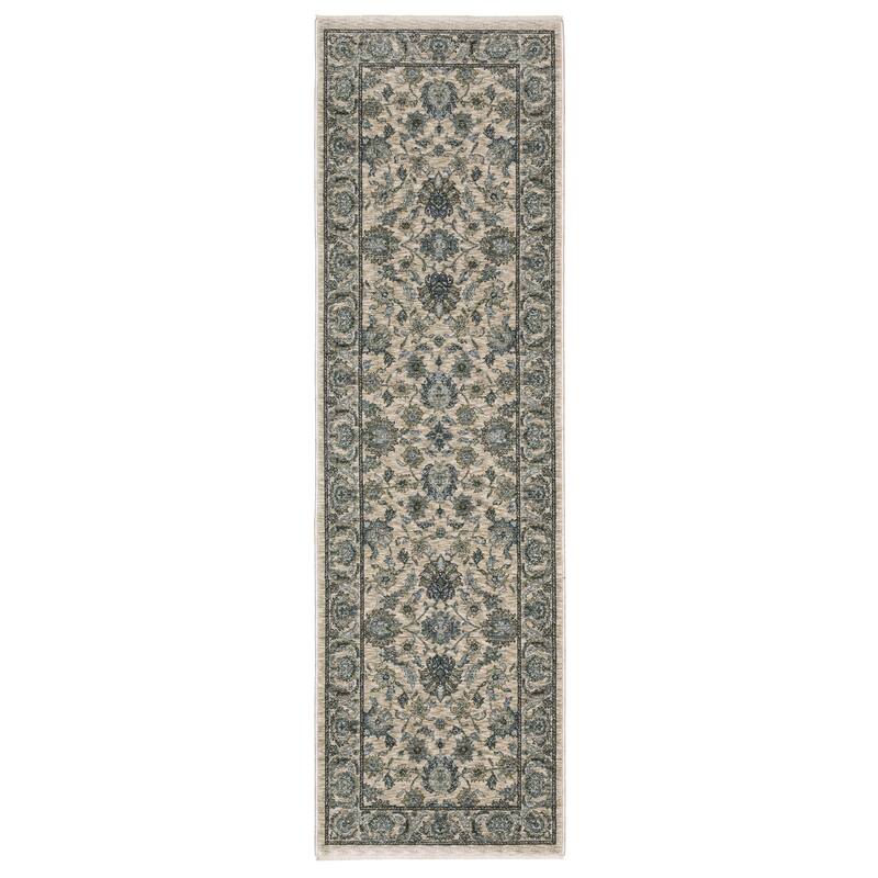 Style Haven Amelie Persian Inspired Bordered Area Rug - 2' 3" x 7' 6" - Beige/ Blue - Runner