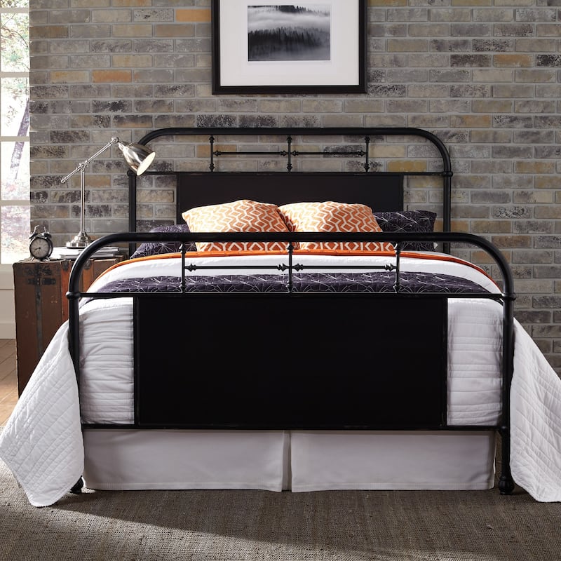 Vintage Series Distressed Metal Queen Metal Bed - Black