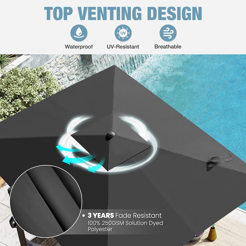 VredHom Patio Outdoor 9 x 11 FT Cantilever-Offset Umbrella with HDPE Base