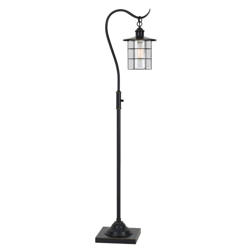 60" Antiqued Lantern Style Floor Lamp with Glass and Metal Shade - 59.5" x 13.5" x 10.5"