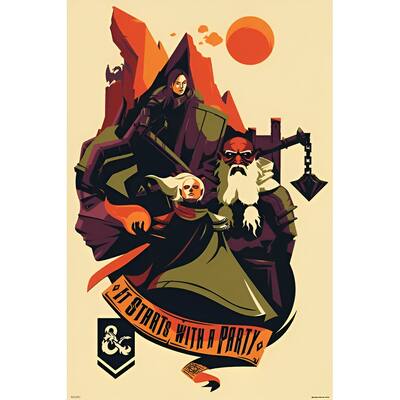 Dungeons & Dragons-Starts with a Party Art Poster - 24 x 36 Inch