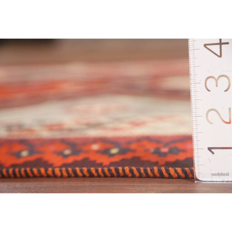 Geometric Kilim Shiraz Persian Area Rug Hand-Woven Wool Carpet - 4'9" x 8'4"