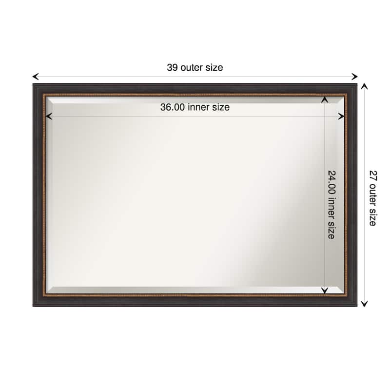 Beveled Wood Bathroom Wall Mirror - Ashton Black Frame - Ashton Black - 39 x 27 in