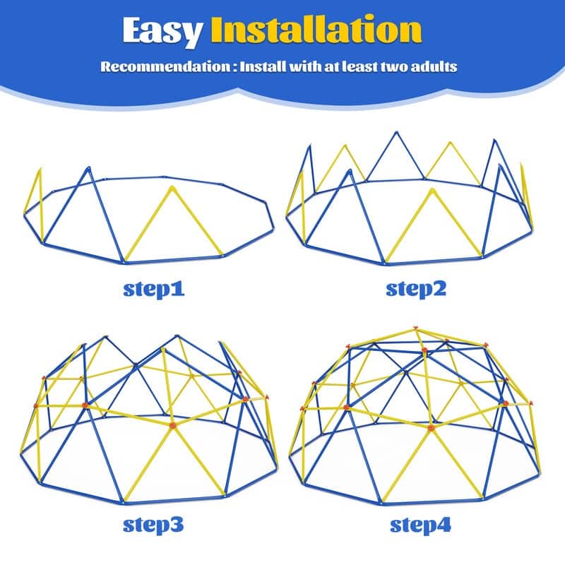 10FT Geometric Climbing Dome Climber Playground for Kids 3-10, Climbing Toys for Kids - N/A