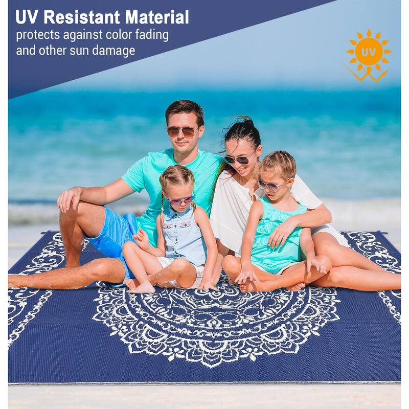 Outdoor Rug Reversible Patio Rug Plastic Straw Rug Waterproof Lightweight Rug