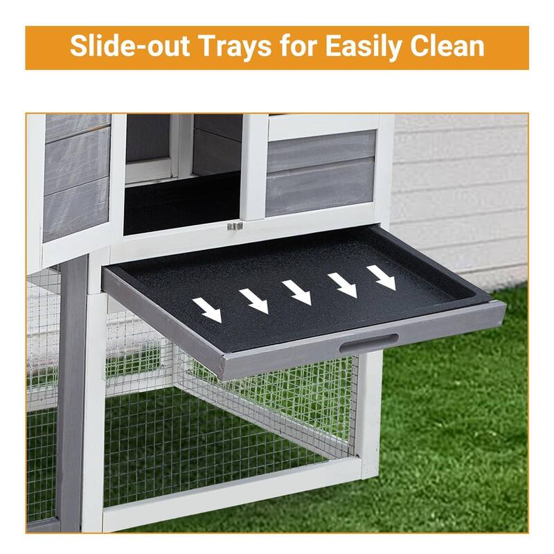 Rabbit Hutch Indoor and Outdoor Bunny Cage for Small Animals with 2 Lockable Doors