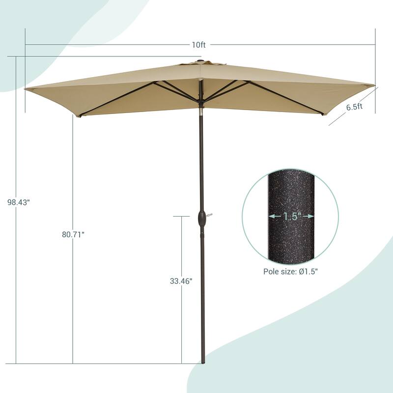 AOOLIMICS 10×6.5FT Rectangular Patio Umbrella with UV Protection, Easy Tilt, and Wind-Resistant Features