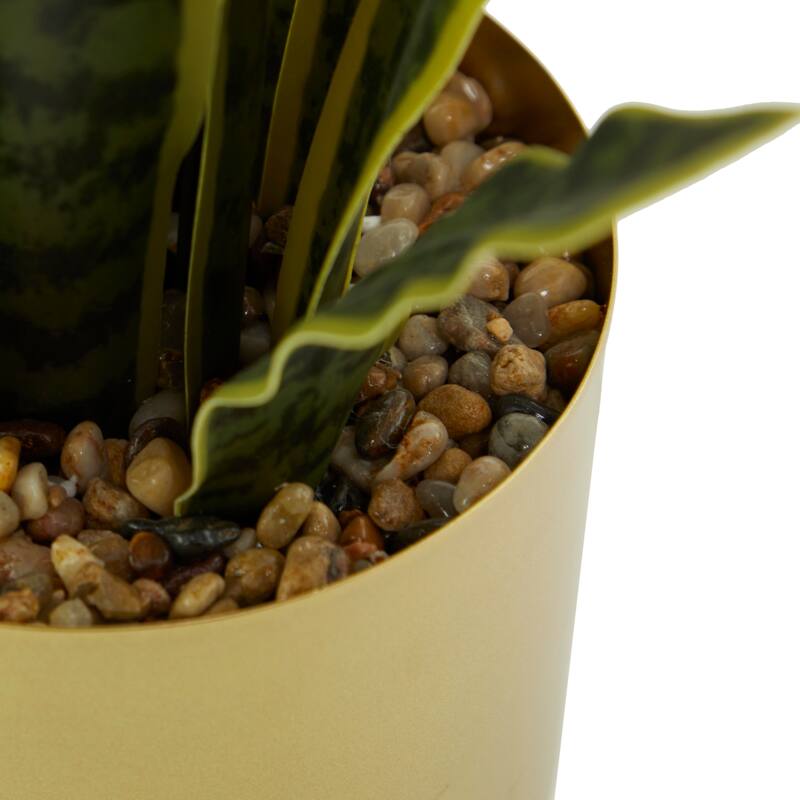Green Faux Foliage Artificial Plant with Gold or White Porcelain Pot
