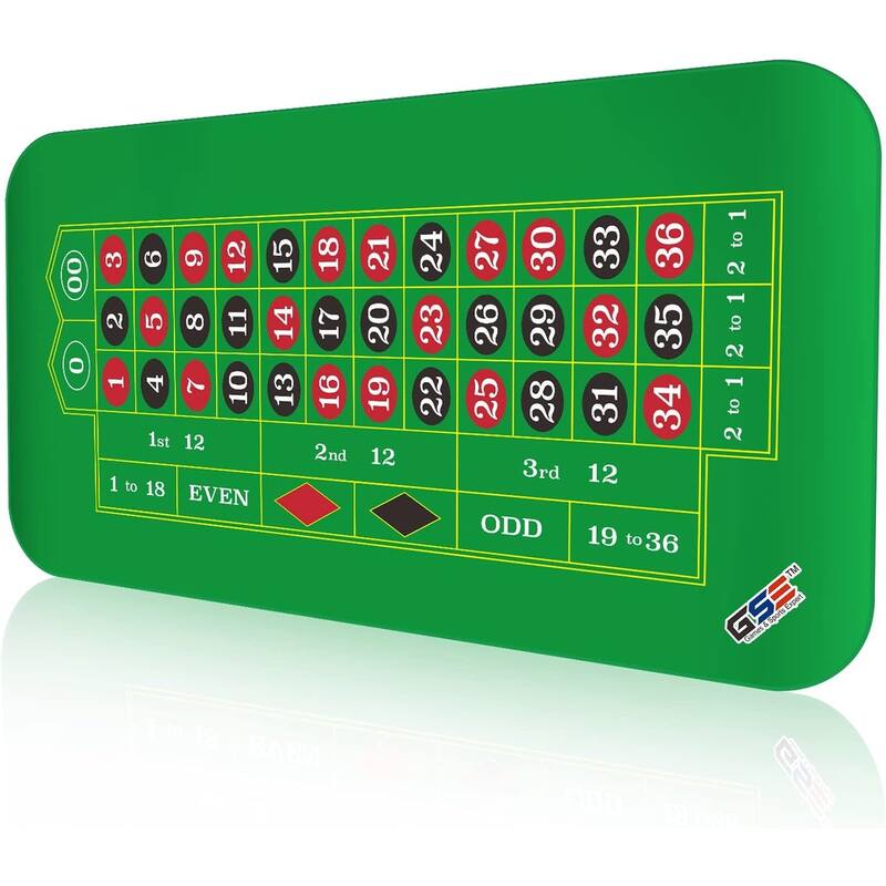 GSE™ 70"x35" Casino Roulette Layout Mat with Carrying Bag, Non-Slip Rubber Roulette Tabletop Cover - Roulette