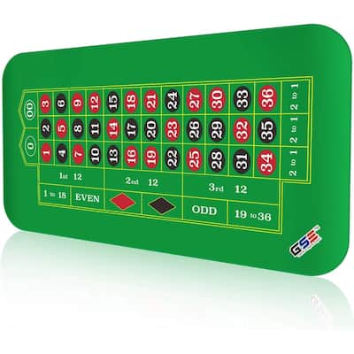GSE™ 70"x35" Casino Roulette Layout Mat with Carrying Bag, Non-Slip Rubber Roulette Tabletop Cover