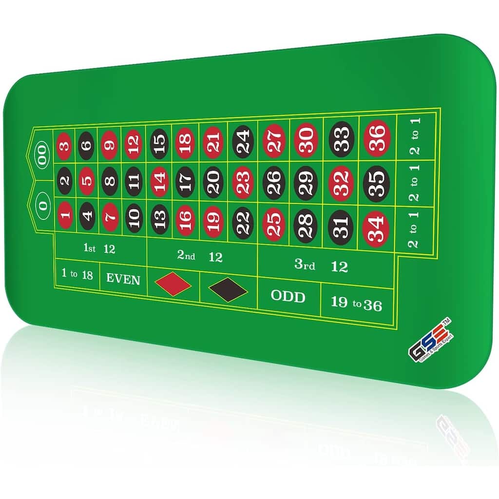 GSE™ 70"x35" Casino Roulette Layout Mat with Carrying Bag, Non-Slip Rubber Roulette Tabletop Cover