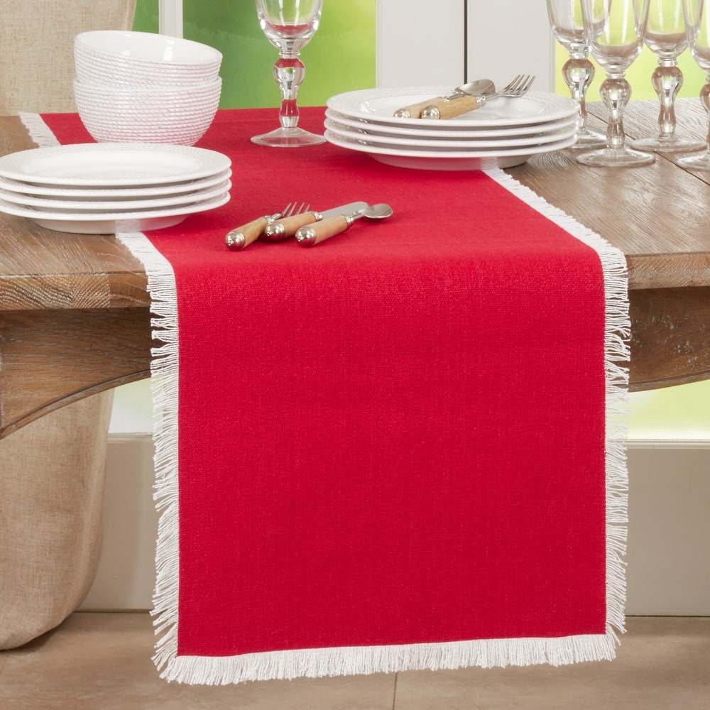 Table Runner With Fringe Border Design