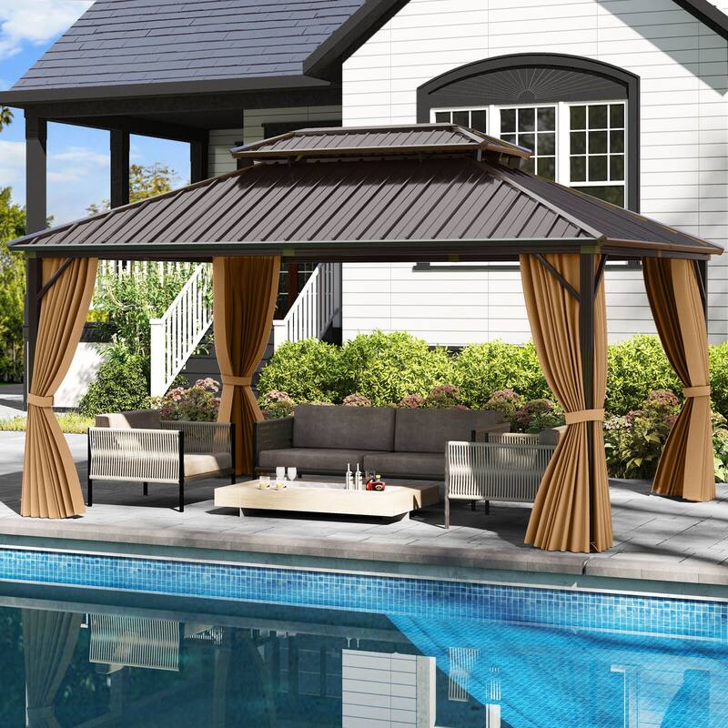 Costway 16 x 12 FT Hardtop Gazebo Aluminum Frame Permanent Pavilion - See Details