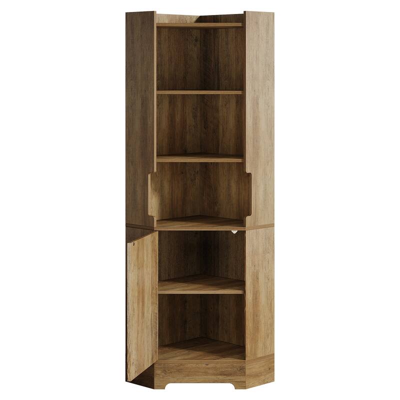 Industrial Farmhouse Corner Bookshelf with Storage for Living Room