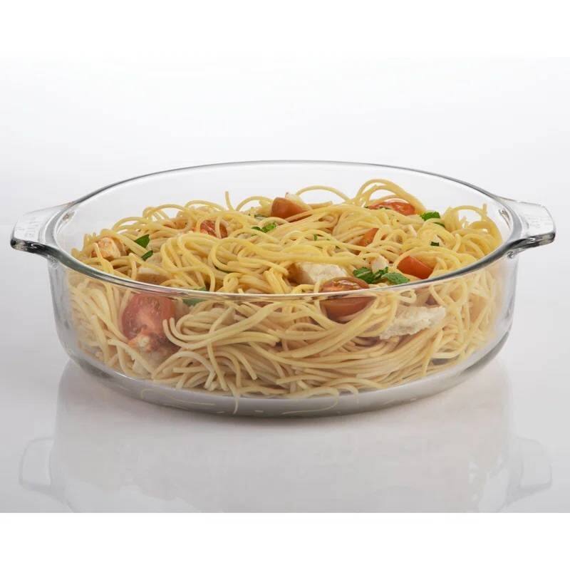 3.2-Quart Round Glass Casserole Dish with Lid Oven Microwave Freezer Safe