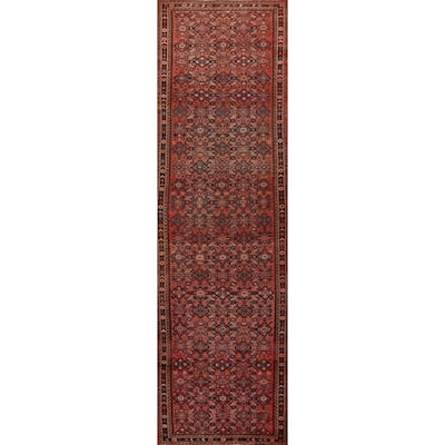 Hand Knotted Oriental 100% Wool Carpet Traditional All-Over Oranges & Rust Hossainabad Runner Rug - 16' 4'' X 3' 6''