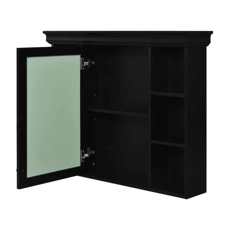 36''Bathroom Vanity with Medicine Cabinet,Modern Mirror Cabinet with Adjustable Shelf,Cabinet with 4 Drawers,Solid Wood Frame