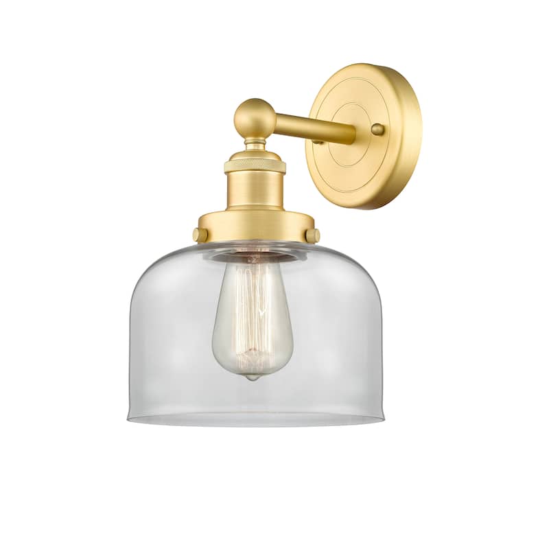 Innovations Lighting Large Bell - 1 Light 7" Sconce - Clear/Satin Gold