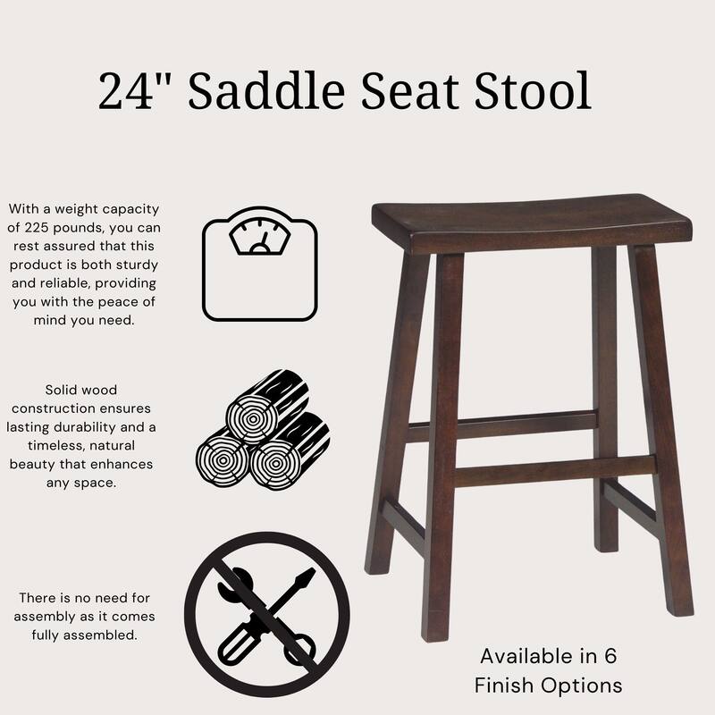 International Concepts Solid Wood Saddle Seat Dining Stool