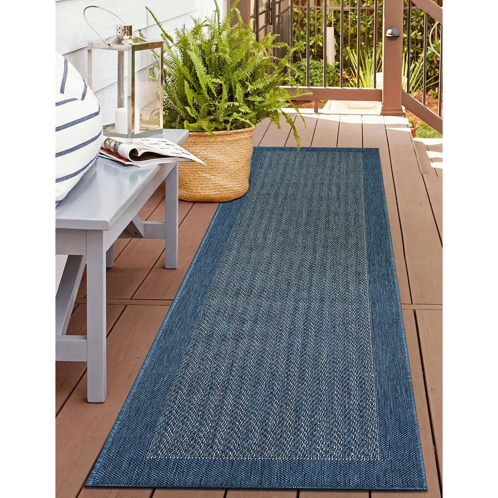 World Rug Gallery Contemporary Bordered Reversible Indoor / Outdoor Area Rug