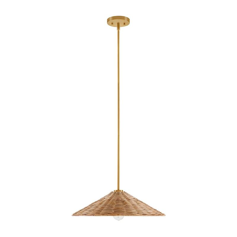 Trade Winds Lighting 1-Light Wicker Pendant - Natural Brass