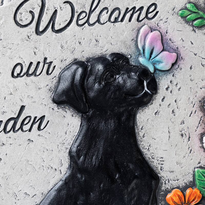 Glitzhome 4-Piece Cement Cat and Dog Textured Stepping Stones Garden Decor - 10 in