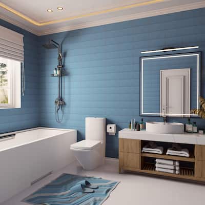 Merola Tile Piscina Brick Matte Blue 4-3/4" x 9-5/8" Porcelain Floor and Wall Tile