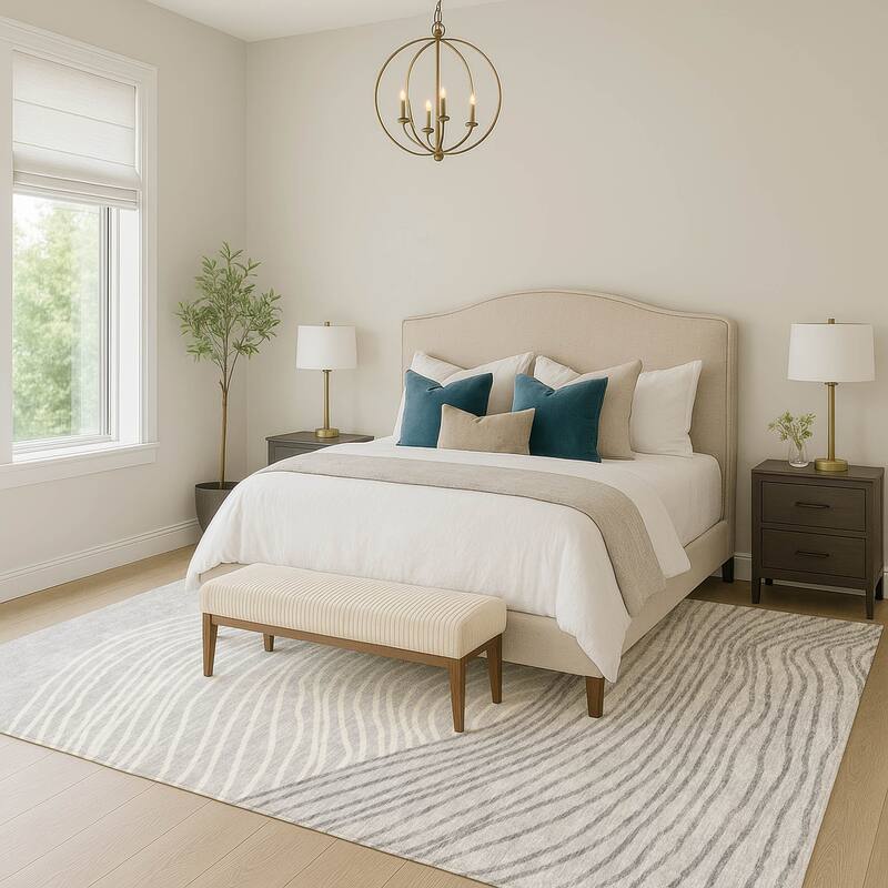 Machine Washable Indoor/ Outdoor Modern Arches Chantille Rug
