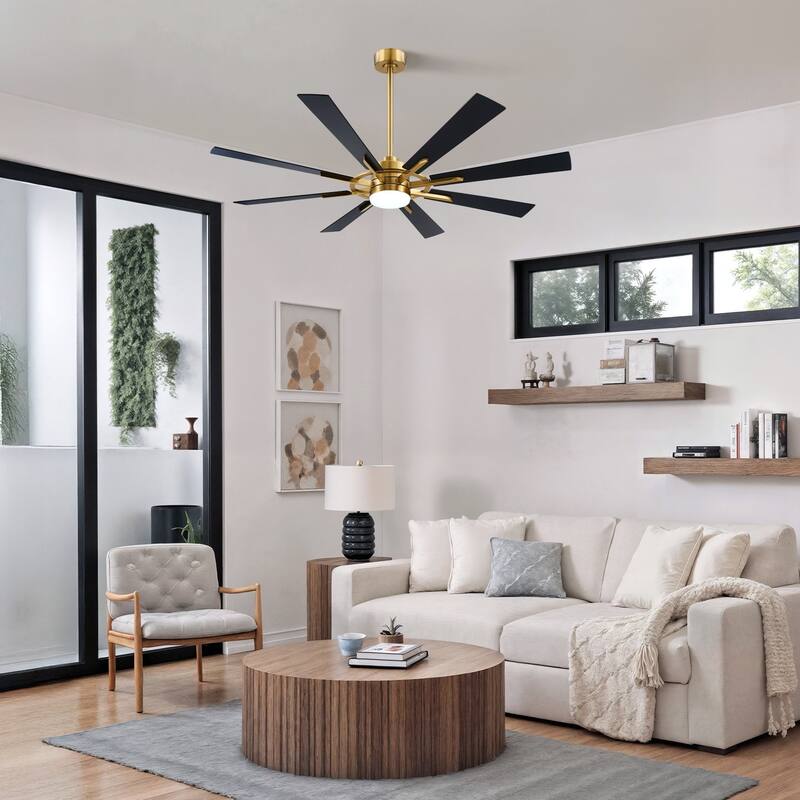 CO-Z 60'' 8-Blade Large Windmill Ceiling Fan with LED Lights and Remote for Living Room