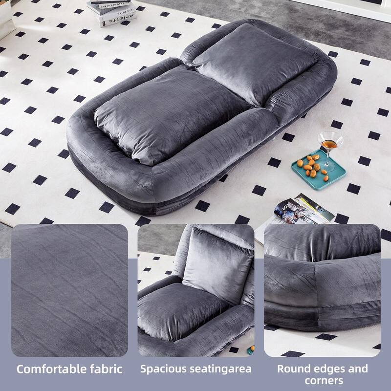 Folding Sofa Chair with 5 Adjustable Positions, Plush Floor Lounge Chair