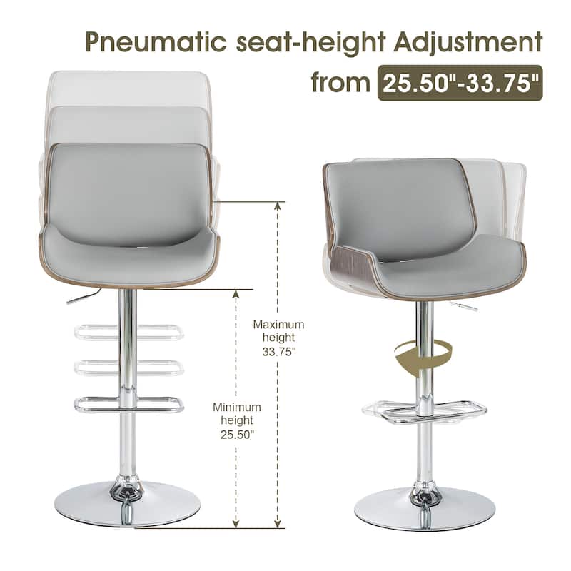 Glitzhome Set of 2 or 4 Modern Height Adjustable Faux Leather Swivel Bar Stools