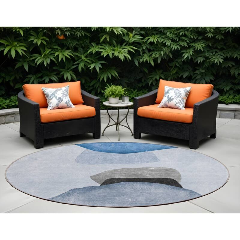 Almira Artistic Abstract Weather Resistant Timeless Fusion Outdoor Rug - 8' Round - Multi