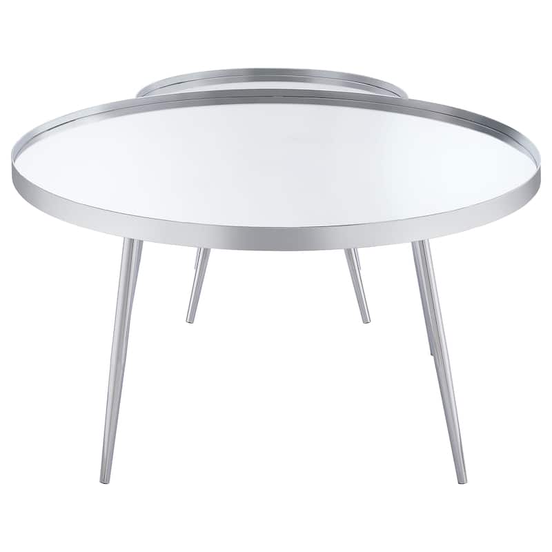 Kaelyn 2-Piece Round Mirror Top Nesting Coffee Table