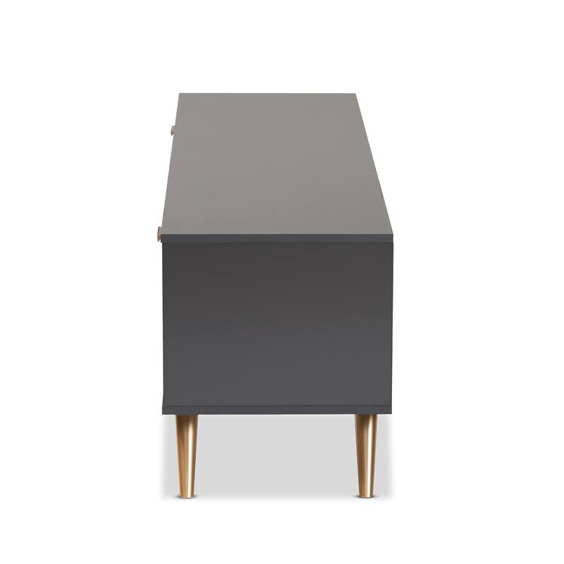 Kelson Modern Dark Grey and Gold Finished Wood TV Stand