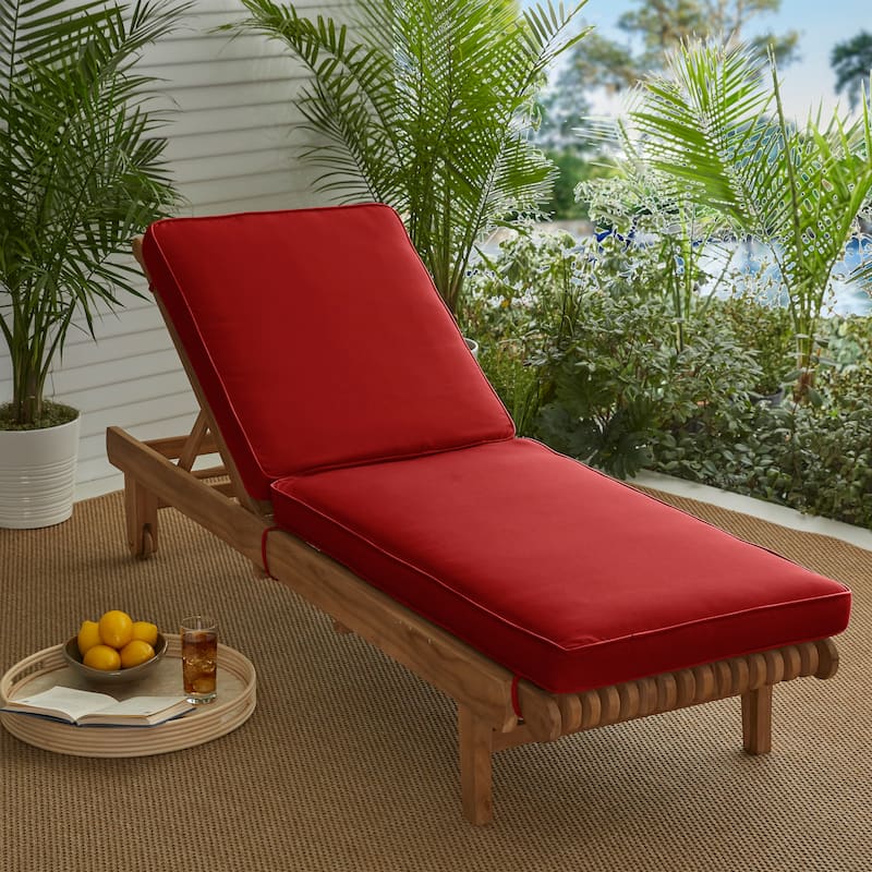 Sorra Home Sunbrella Indoor/Outdoor Chaise Lounge Cushion - 24"W x 73"L x 3"H - Canvas Jockey Red