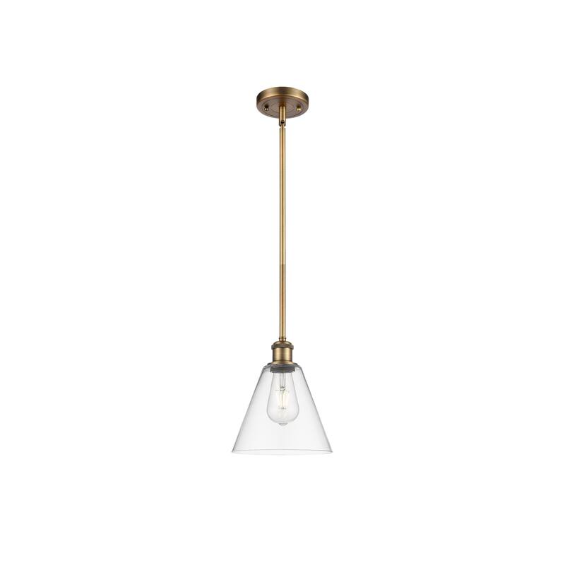Innovations Lighting Berkshire 1 Light 8" Mini Pendant - Clear/Brushed Brass