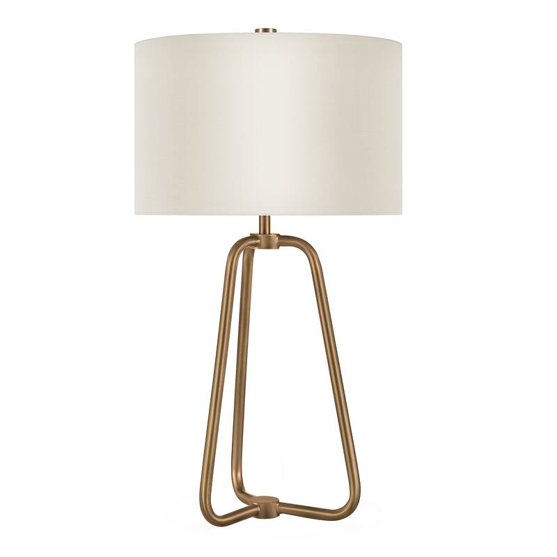 Bryan Golden Antique Brass Finish Table Lamp with Linen Shade